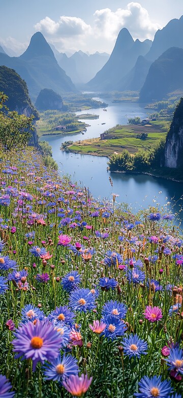 鲜花绿草山径风光1
