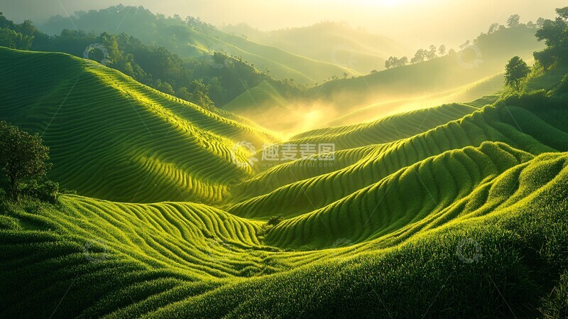 高清大图下载【趣麦麦图】秋日梯田晨光1
