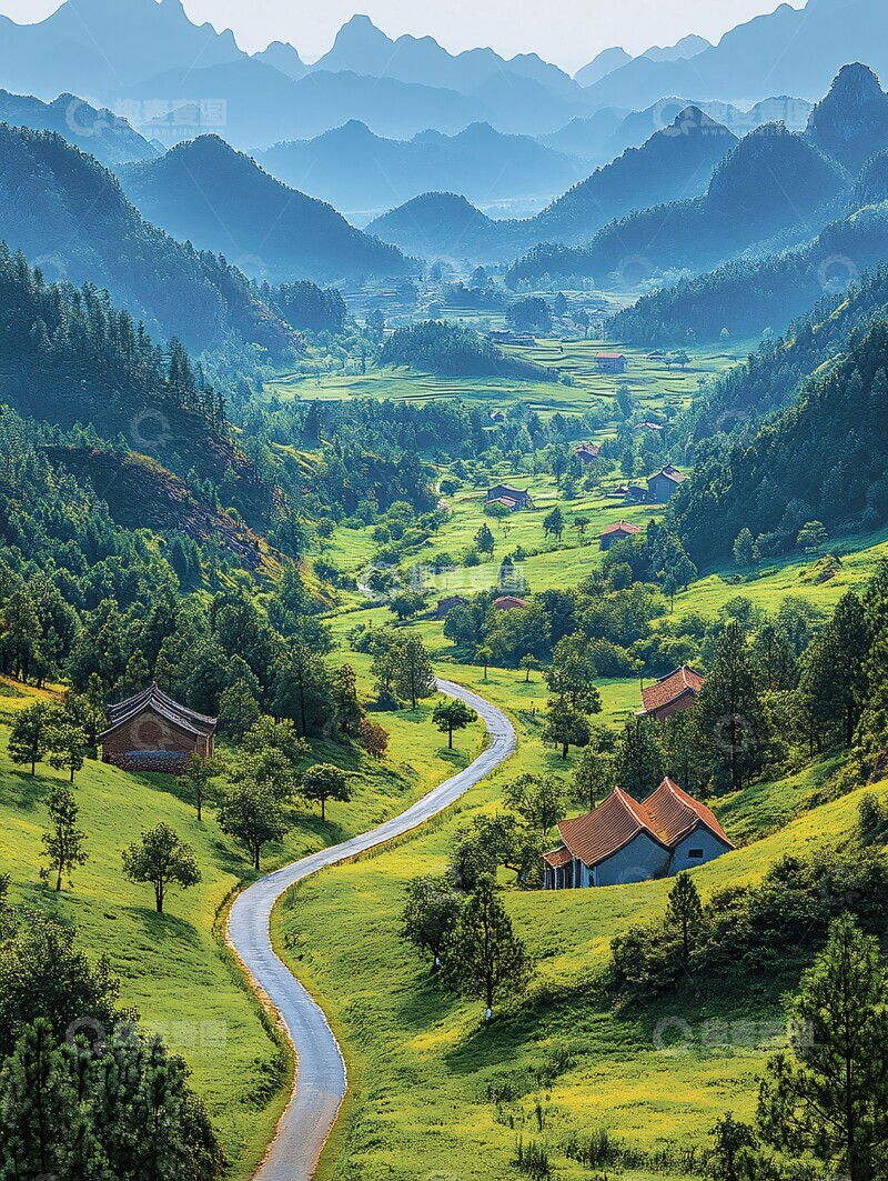 高清大图下载【趣麦麦图】绿野村庄风光3