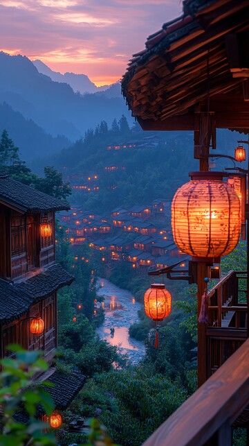 苗寨灯火映山楼1