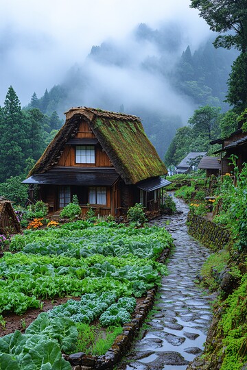 山间茅屋菜园