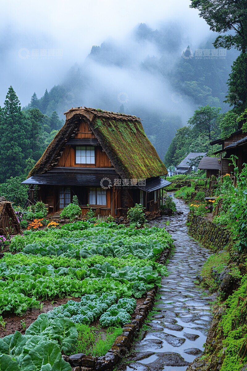 山间茅屋菜园