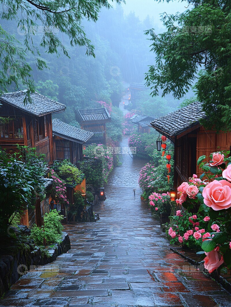 高清大图下载【趣麦麦图】石路竹影窗格间1