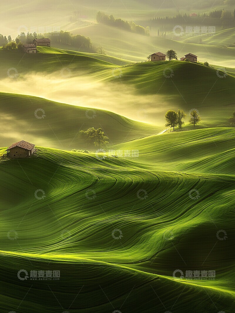 高清大图下载【趣麦麦图】梯田绿野村落2