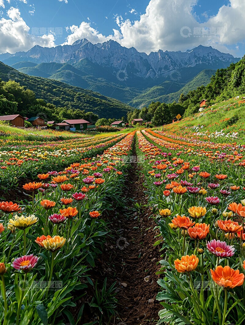 高清大图下载【趣麦麦图】花海绿野山峦1