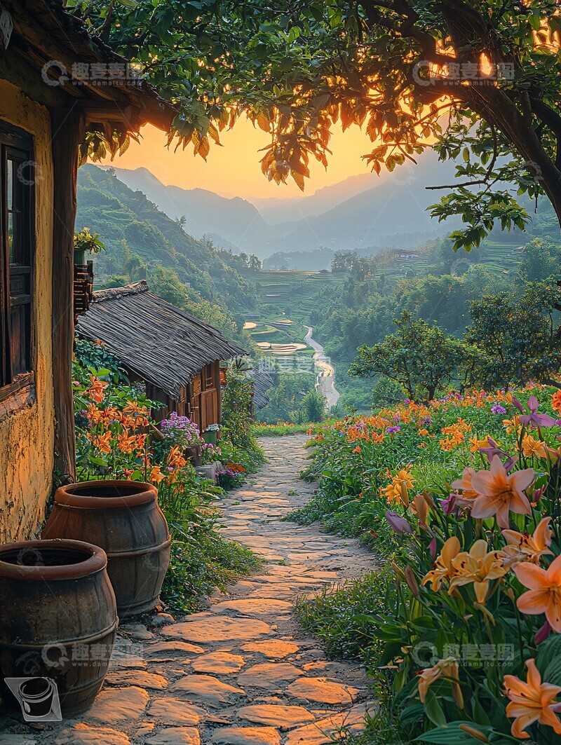 高清大图下载【趣麦麦图】夕阳下的乡间小路7