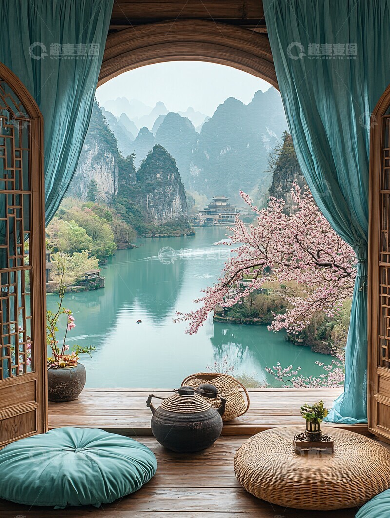 高清大图下载【趣麦麦图】木阳台窗前景1