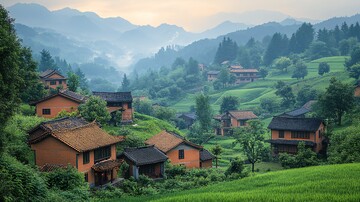 绿野山间古村景1