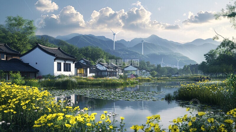 高清大图下载【趣麦麦图】油菜花与徽派建筑2