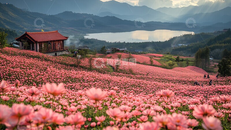 高清大图下载【趣麦麦图】桃花李花映山湖2
