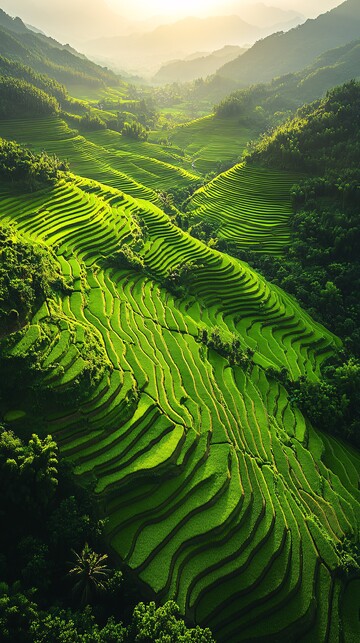 绿稻田风光稻田平原梯田3