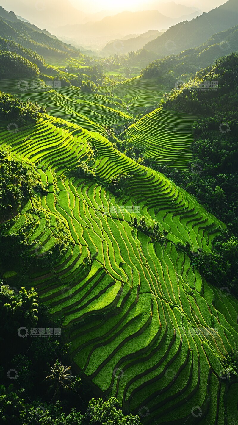 高清大图下载【趣麦麦图】绿稻田风光稻田平原梯田3