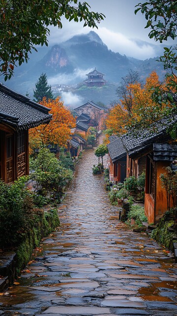 乡村街道整洁明亮1