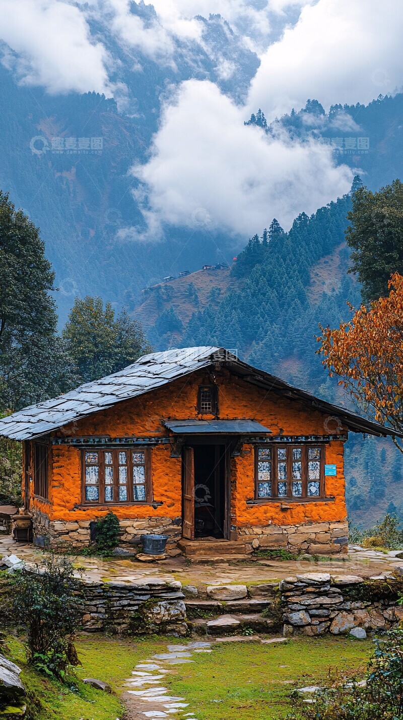 高清大图下载【趣麦麦图】传统尼泊尔村庄房屋2