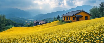 油菜花田乡村景1