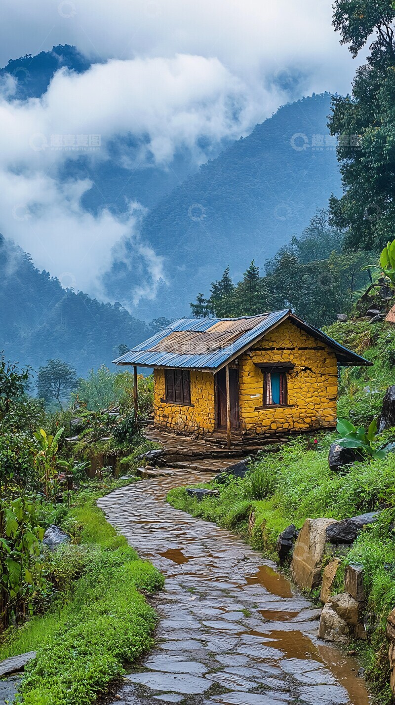 高清大图下载【趣麦麦图】传统尼泊尔村庄房屋1
