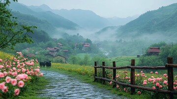 春雨后石路玫瑰1