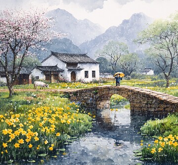 春雨中的田园牧歌