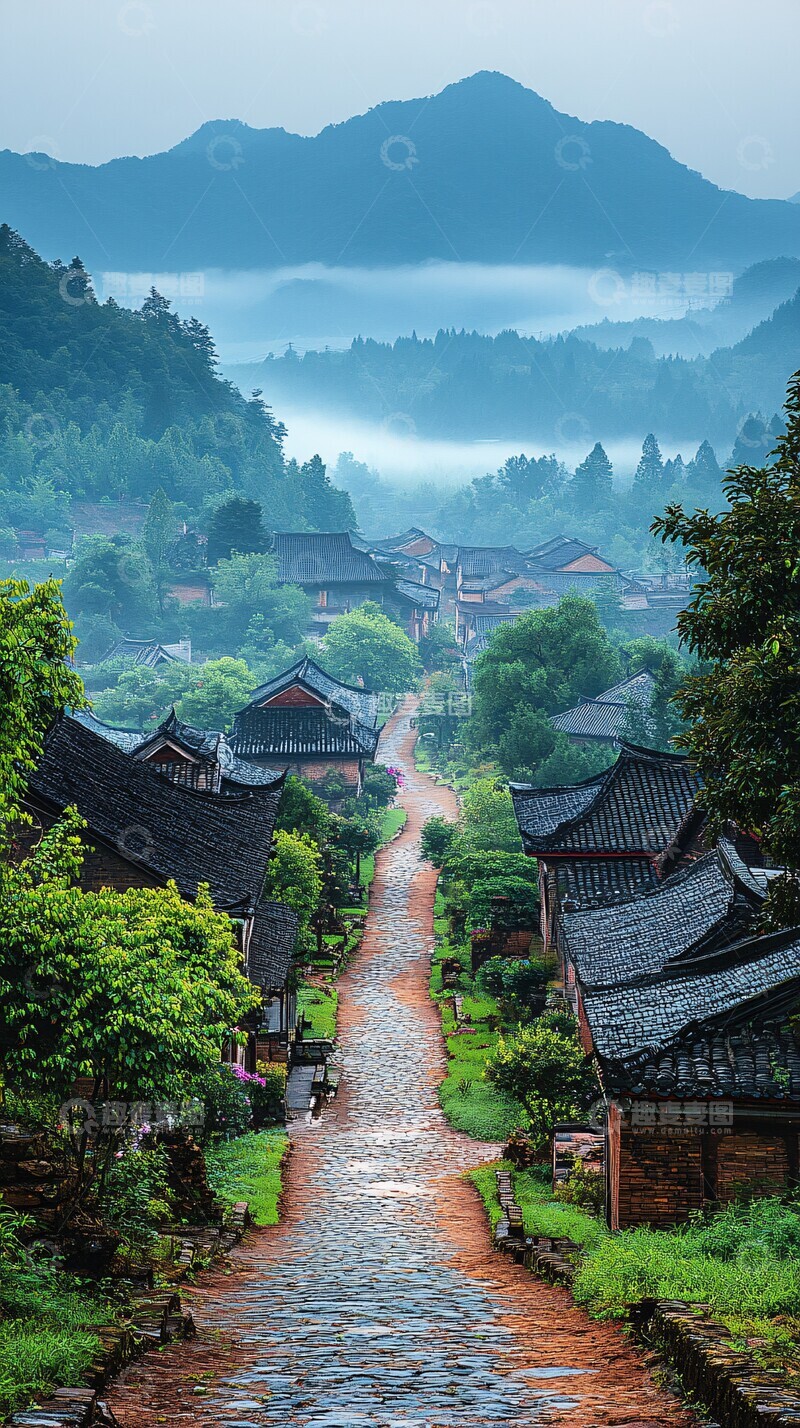 高清大图下载【趣麦麦图】乡村街道整洁明亮