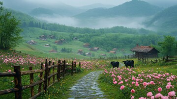 春雨后石路玫瑰2