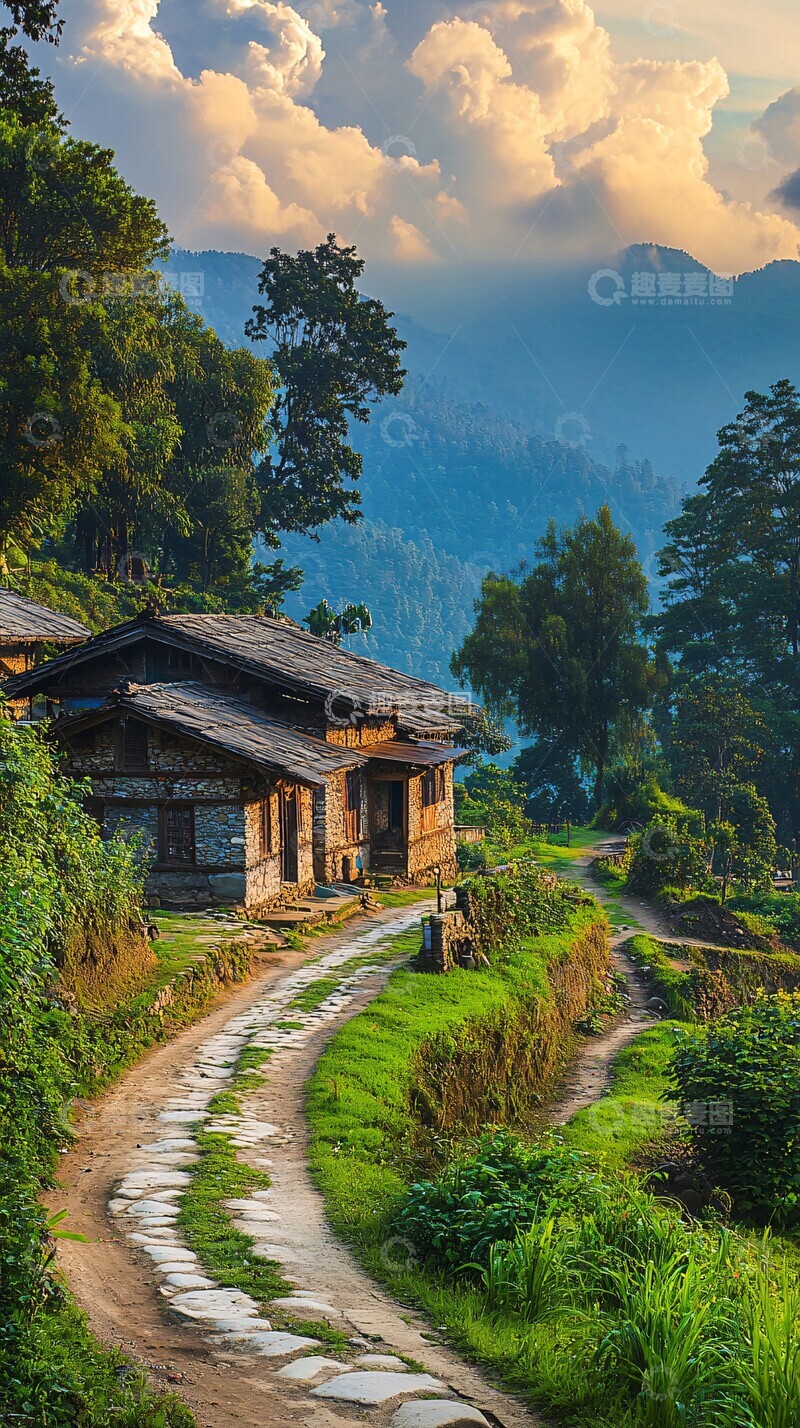 高清大图下载【趣麦麦图】传统尼泊尔村庄房屋