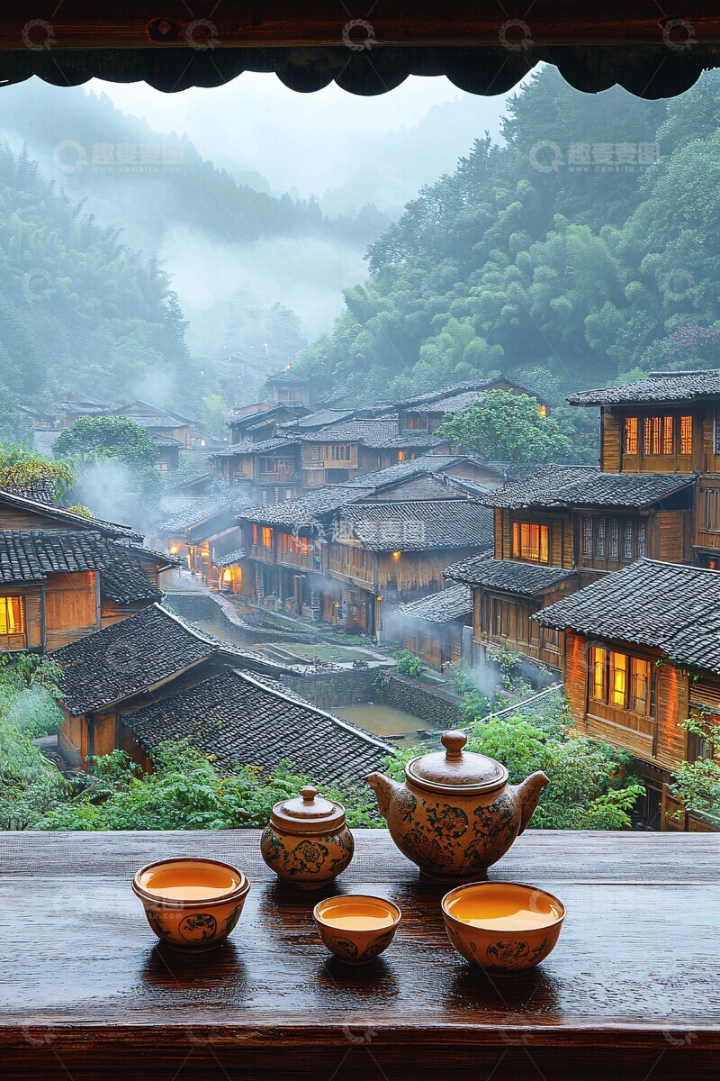 高清大图下载【趣麦麦图】苗寨茶室一瞥