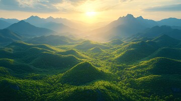 远山绿树峰峦