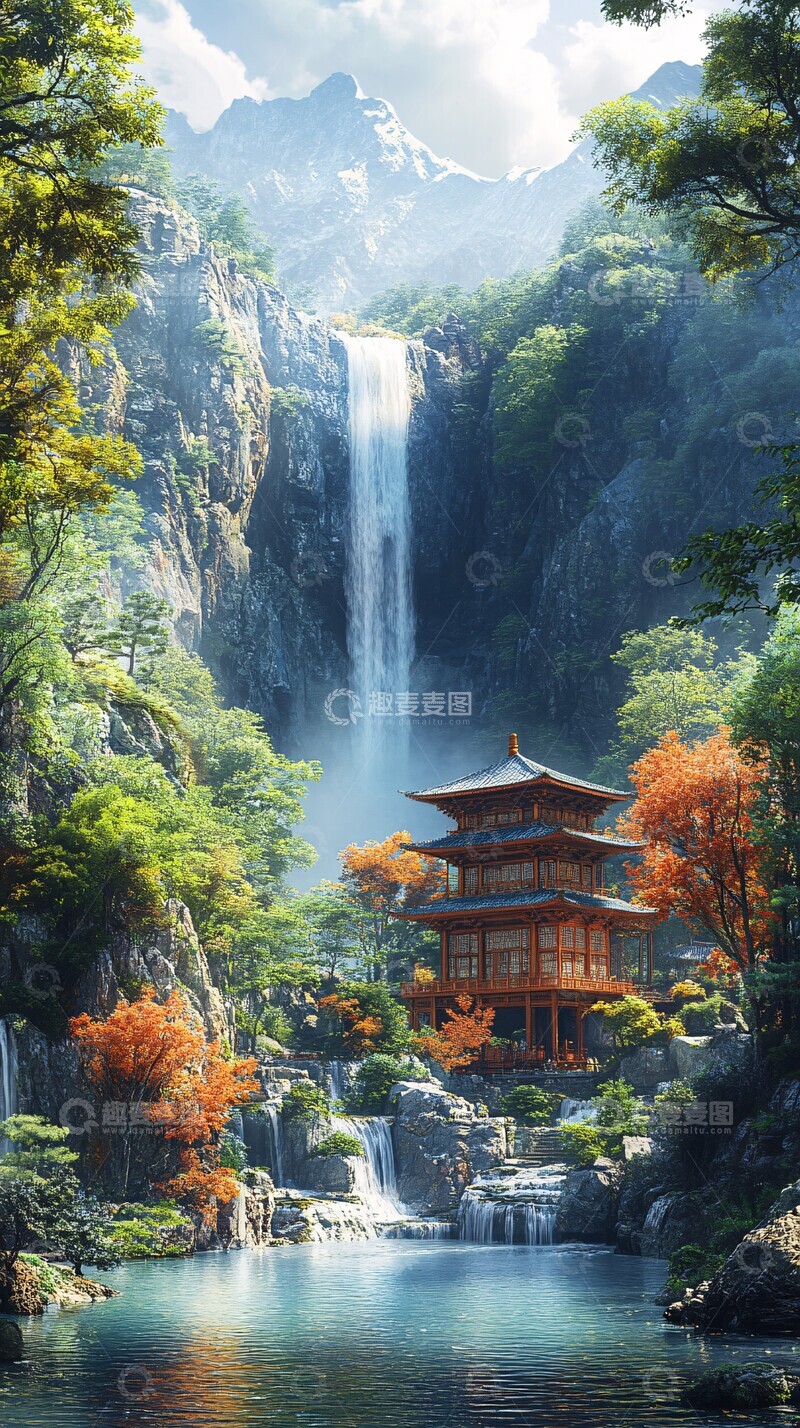 高清大图下载【趣麦麦图】竹林山洞宫殿