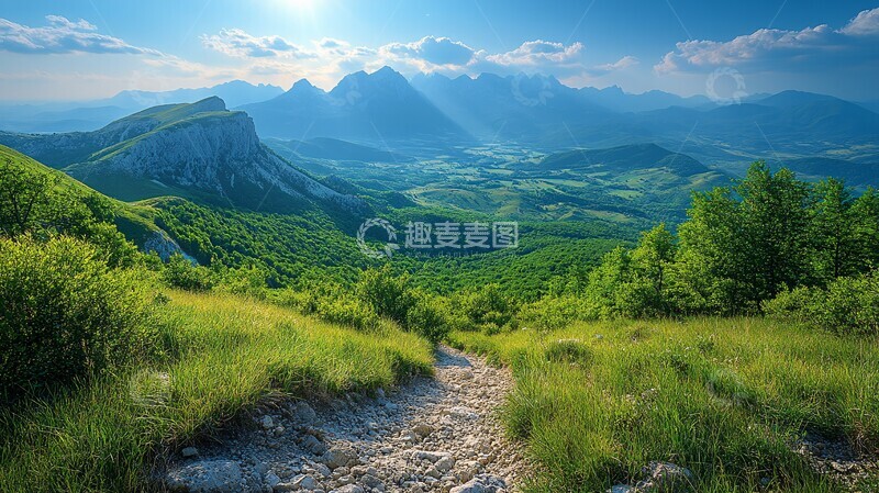 高清大图下载【趣麦麦图】远山绿树峰峦2