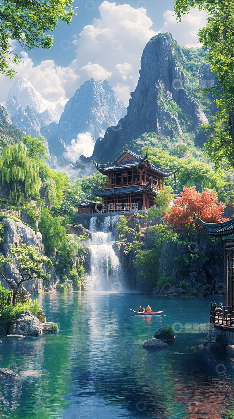 高清大图下载【趣麦麦图】竹林山洞宫殿2