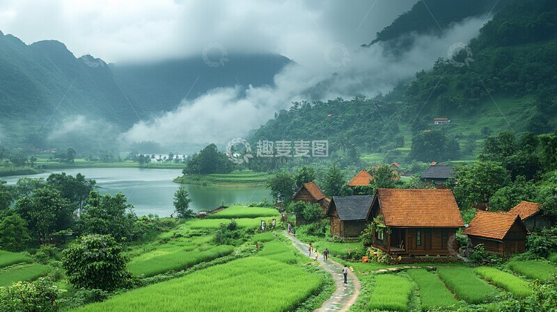 高清大图下载【趣麦麦图】山水间的村庄生活3