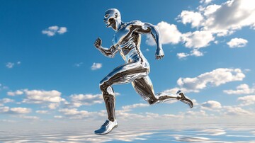 银色跑者光滑赛道