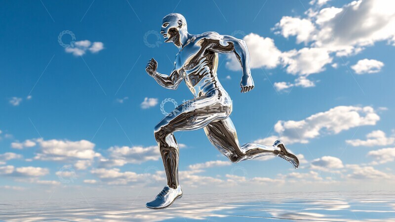 高清大图下载【趣麦麦图】银色跑者光滑赛道