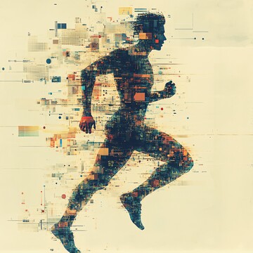 奔跑的男人与抽象图案2