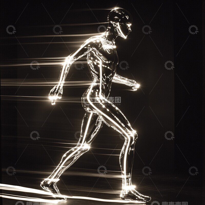 高清大图下载【趣麦麦图】激光人像侧面跑步1
