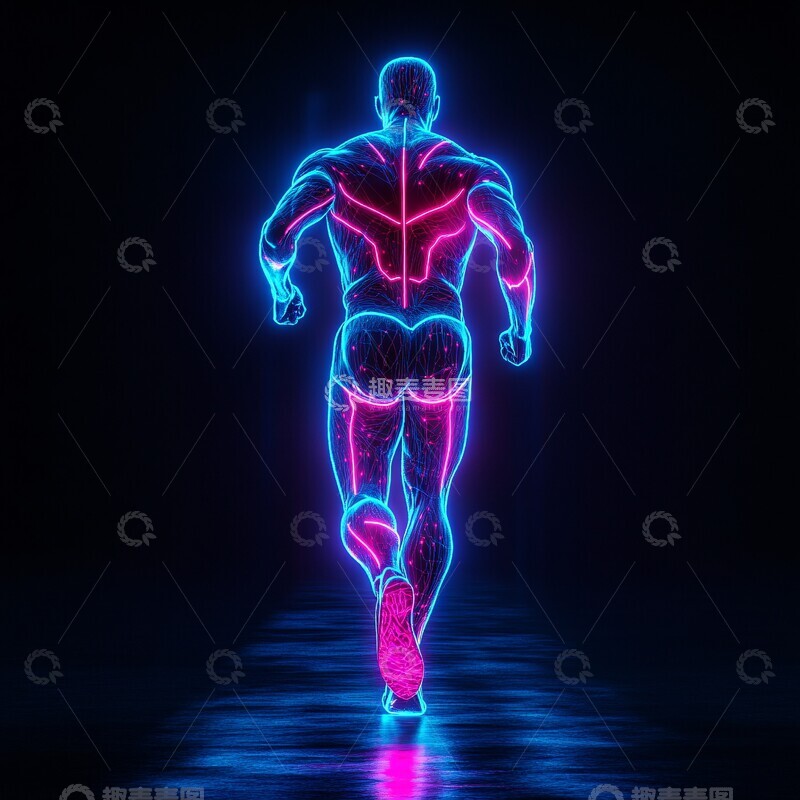 高清大图下载【趣麦麦图】跑步者背部轮廓2