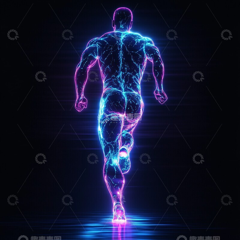 高清大图下载【趣麦麦图】跑步者背部轮廓