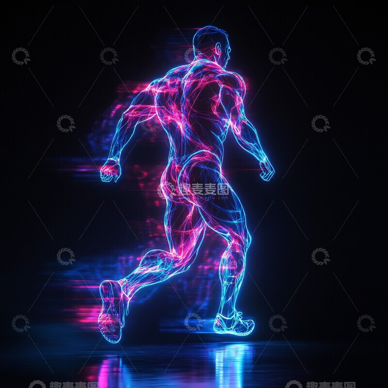 高清大图下载【趣麦麦图】跑步者背部轮廓1