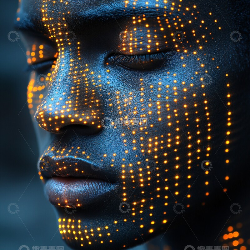 高清大图下载【趣麦麦图】黄色光点人形效果2