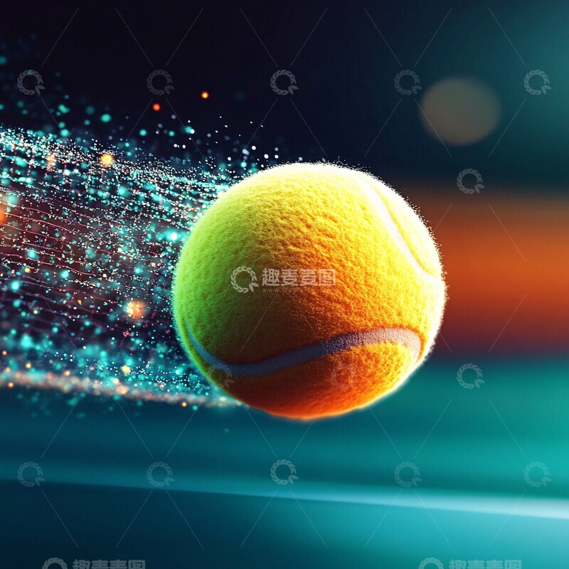 高清大图下载【趣麦麦图】黄色网球火焰轨迹1