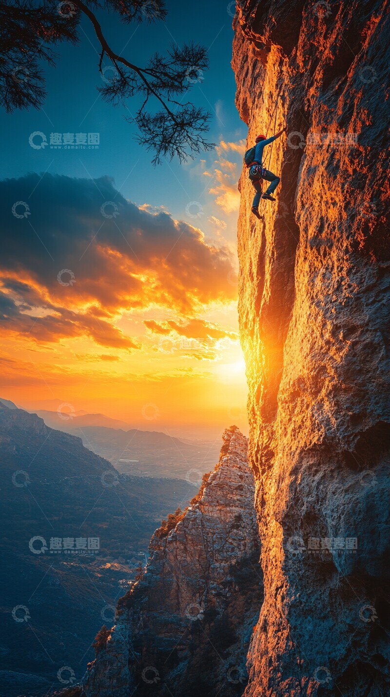 高清大图下载【趣麦麦图】男子攀登高山