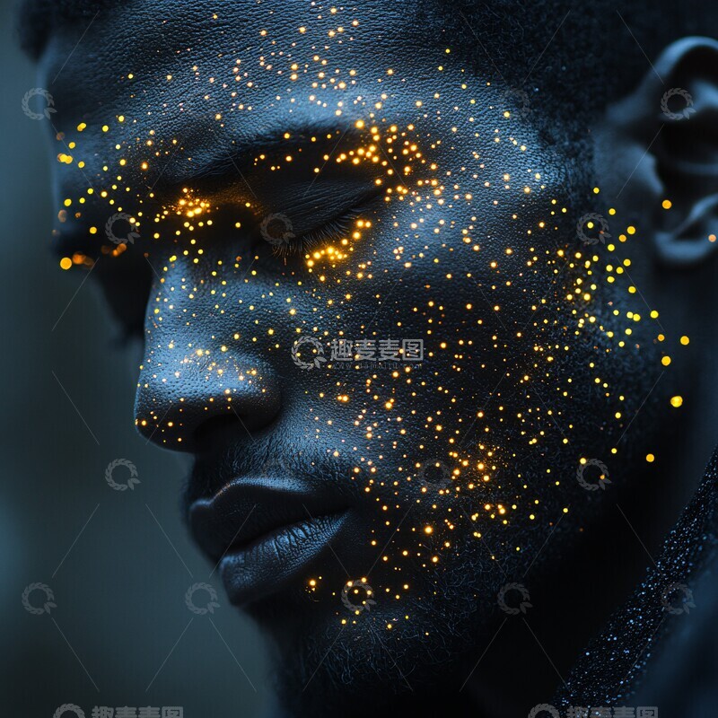 高清大图下载【趣麦麦图】黄色光点人形效果1