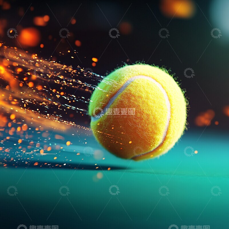 高清大图下载【趣麦麦图】黄色网球火焰轨迹2