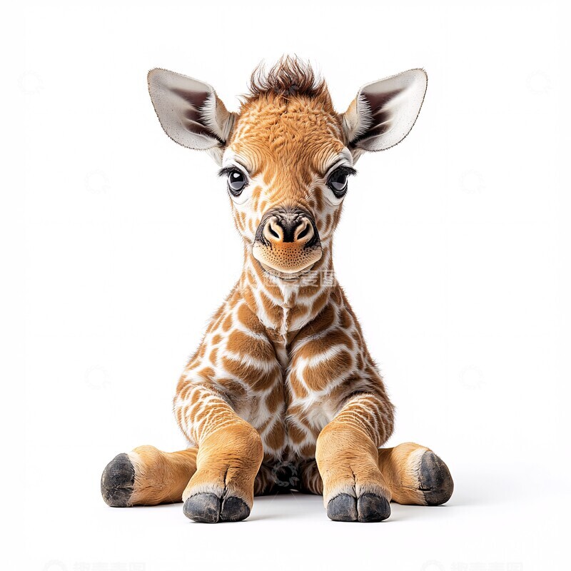 高清大图下载【趣麦麦图】长颈鹿前腿伸展坐姿