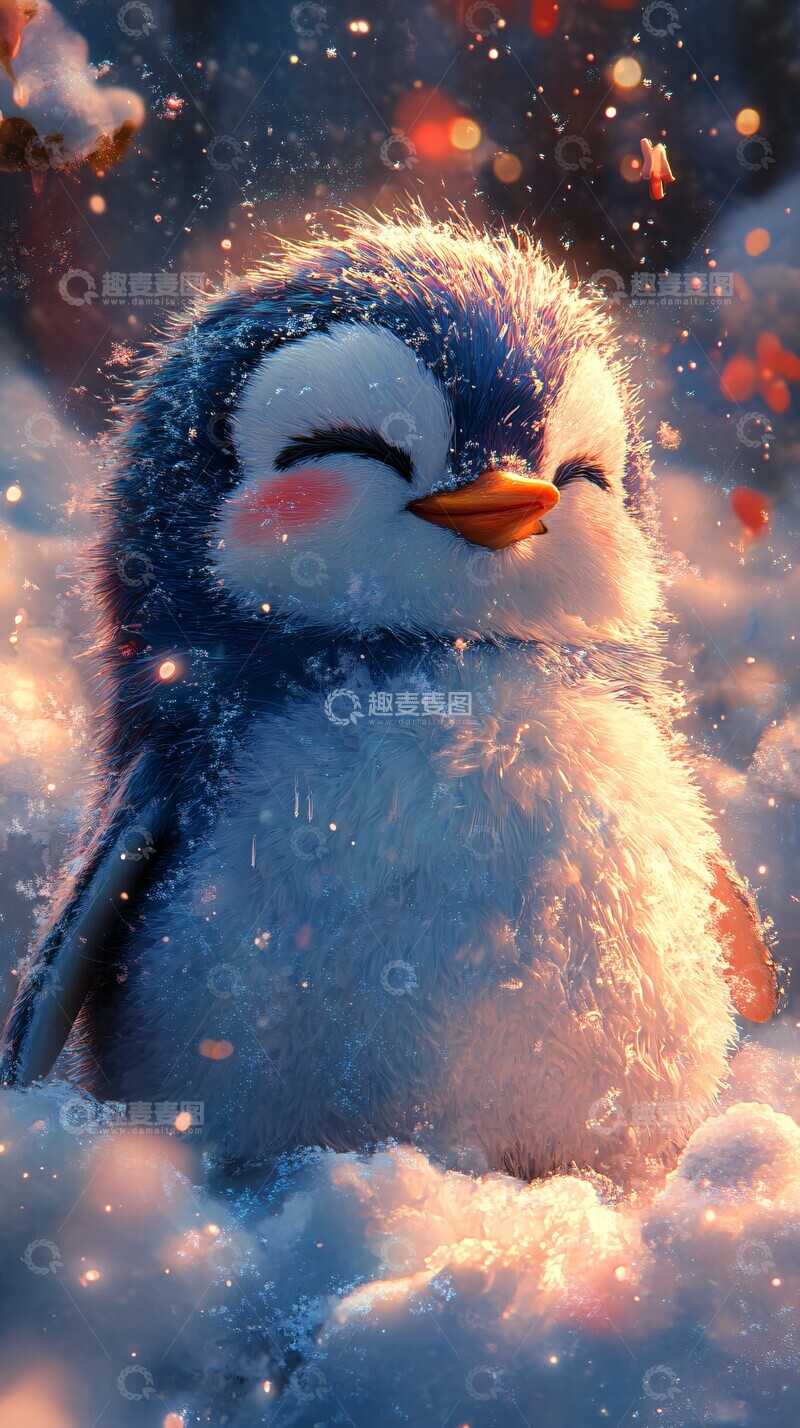 高清大图下载【趣麦麦图】小企鹅云上梦1