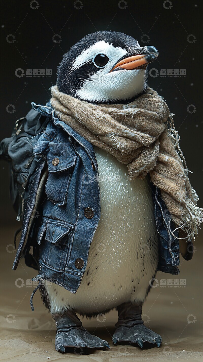 高清大图下载【趣麦麦图】企鹅冬季装扮抬头望3