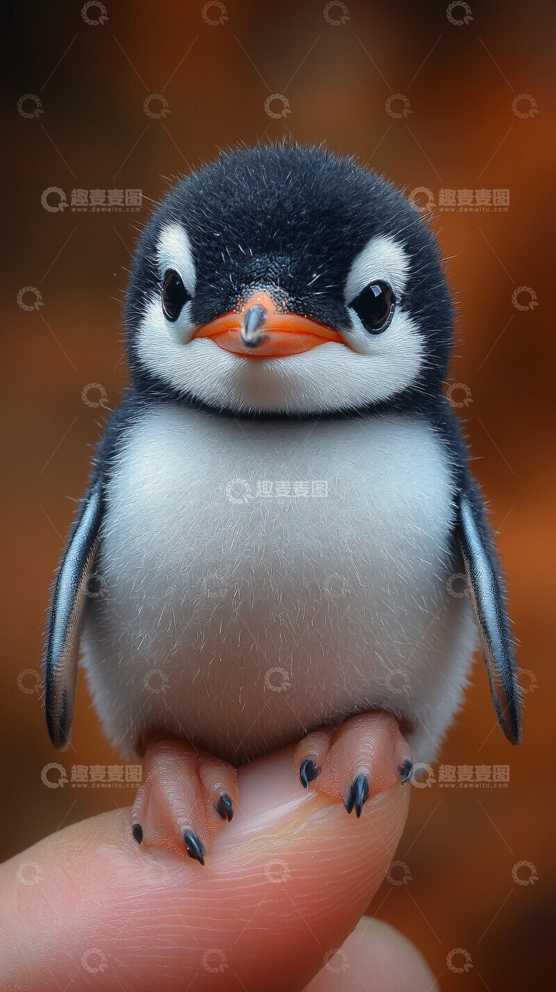 高清大图下载【趣麦麦图】小企鹅指尖坐