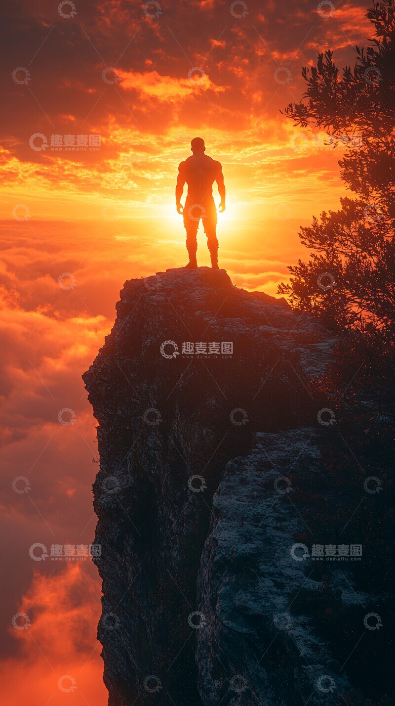 高清大图下载【趣麦麦图】黎明悬崖上的身影2