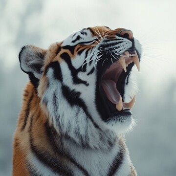 老虎吼叫白色背景1