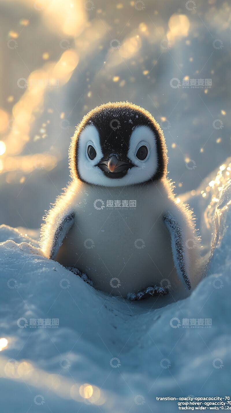 高清大图下载【趣麦麦图】小企鹅坐姿肚大